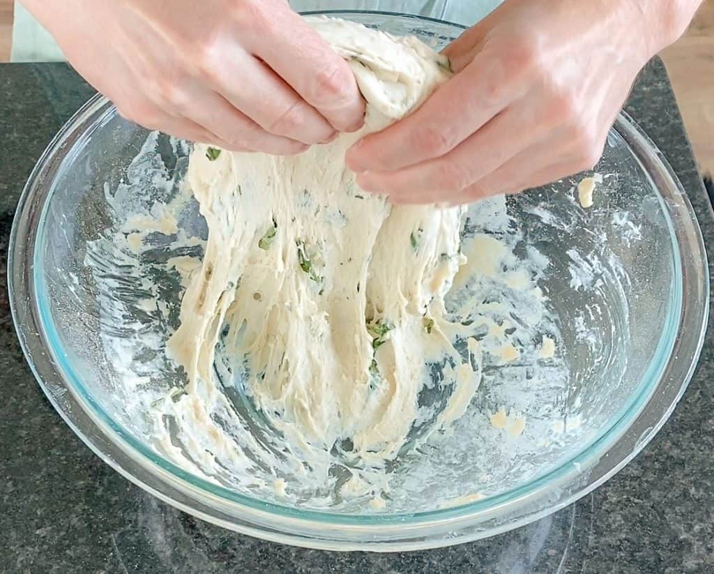 stretching and folding sourdough