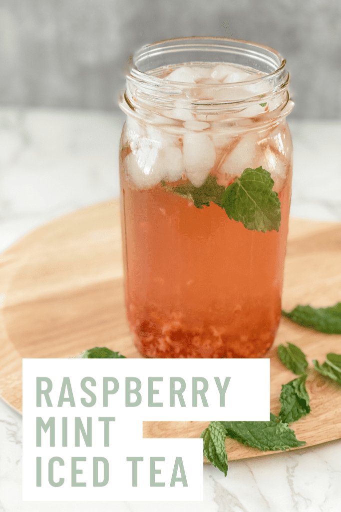 jar of iced tea on wooden cutting board
