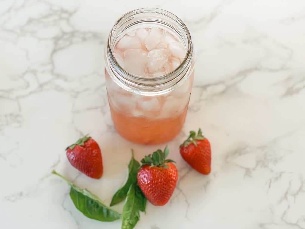 jar of strawberry basil iced tea