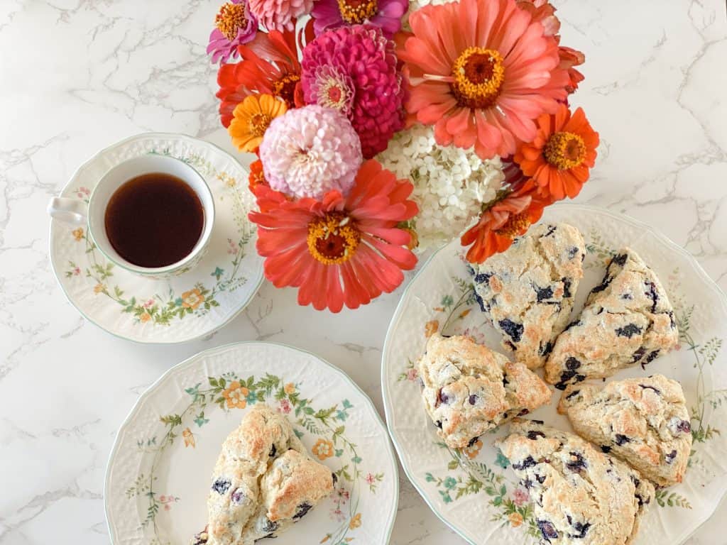 blueberry scones and tea