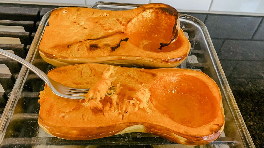 roasted butternut squash halves
