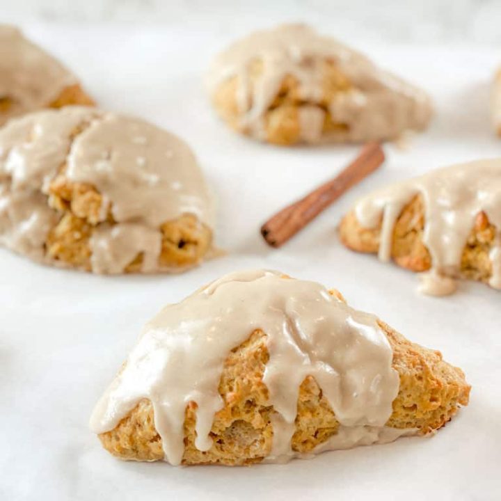 Pumpkin Sourdough Scones with Maple Glaze