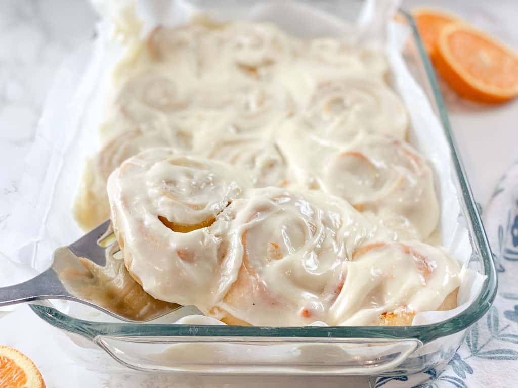 pan of sourdough orange rolls with s-atuoa